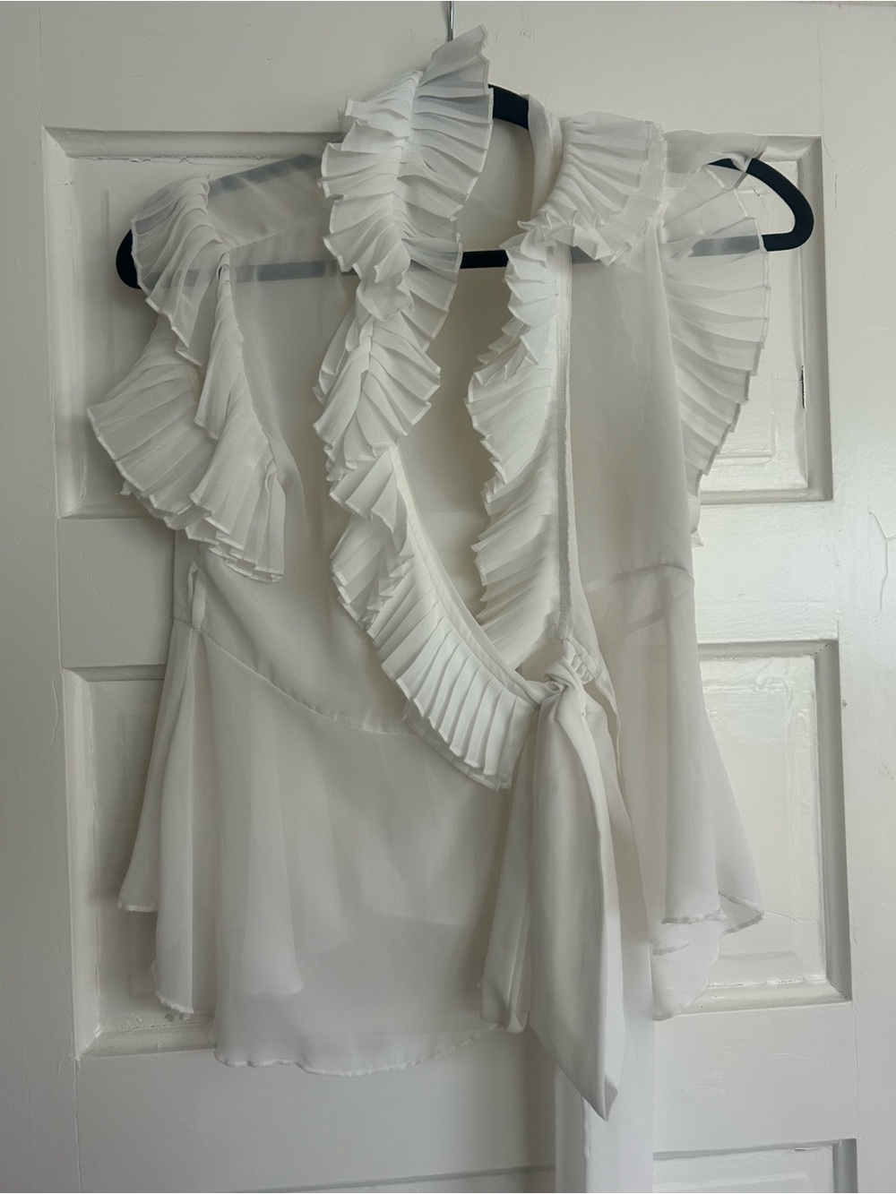Kische White Ruffle Wrap Blouse